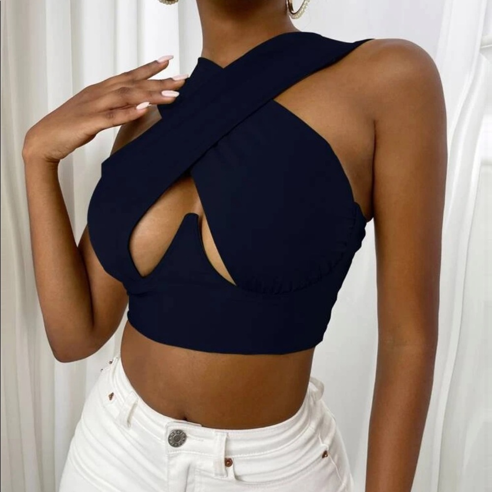 Cross Wrap Crop Tank Top